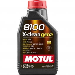 Motul 8100 X-Clean Gen2 100% Synthetic Engine Oil (5W40, 1 Liter)