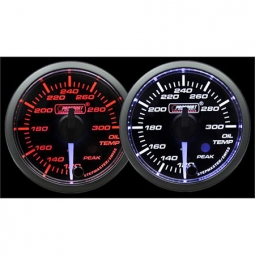 Prosport Premium Oil Temp Gauge (52mm, Amber/White, Peak/Warn)