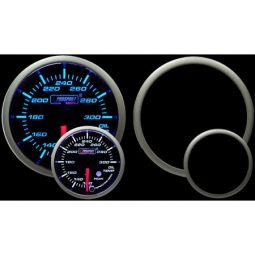 Prosport Premium Oil Temp Gauge (52mm, Blue/White, Peak/Warn)