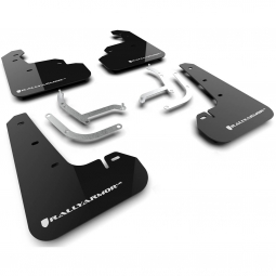 Rally Armor UR Mud Flaps (Black w/ White Logo), 2024-2025 Impreza