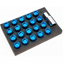Rays Dura-Nut L42 Straight Type Lug Nuts (12x1.25mm, 16 Lugs + 4 Locks, Blue)