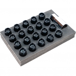Rays Dura-Nut L42 Straight Type Lugs (12x1.5mm, 16 Lugs + 4 Locks, Black)