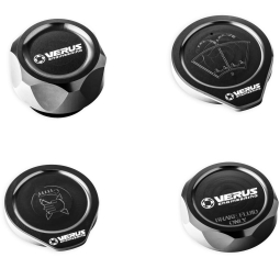 Verus Engine Bay Cap Kit w/ FHS Style Oil Cap (Anodized Black), '08-'14 WRX & STi