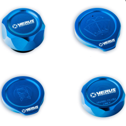 Verus Engine Bay Cap Kit w/ FHS Style Oil Cap (Anodized Blue), '08-'14 WRX & STi