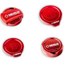 Verus Engine Bay Cap Kit w/ RLA Style Oil Cap (Anodized Red), '08-'14 WRX & STi