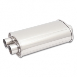 Vibrant STREETPOWER Oval Muffler - Polished 304SS, 2.5in In / 2.25in Out